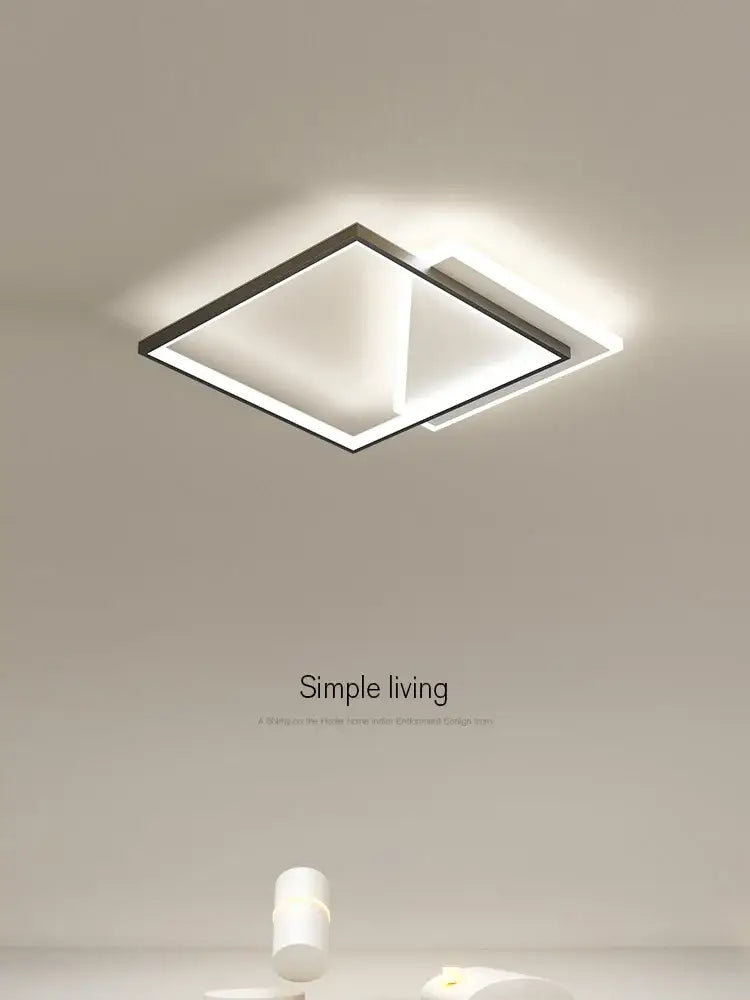 Modern black geometric led ceiling lamp for bedroom