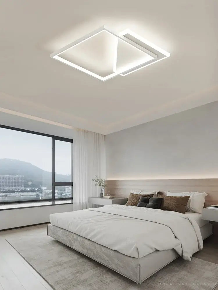 Modern black geometric led ceiling lamp for bedroom