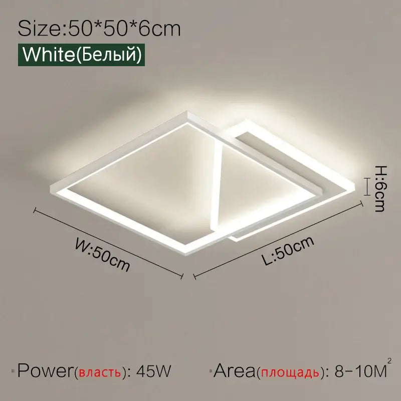 Modern black geometric led ceiling lamp for bedroom