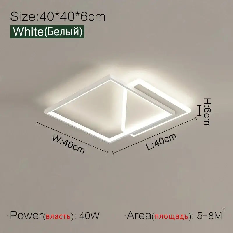 Modern black geometric led ceiling lamp for bedroom