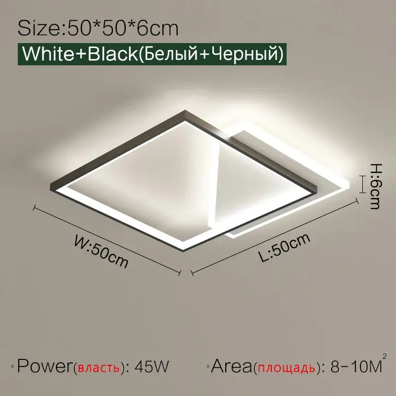 Modern black geometric led ceiling lamp for bedroom