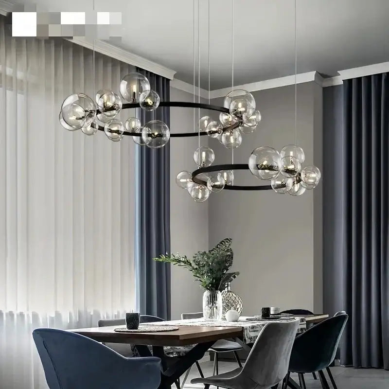 DecorBites™ Clear Glass Bubble Chandelier LED Hanglamp G9 Loft Deco Lighting