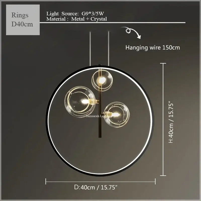 DecorBites™ Glass Bubble LED Ceiling Chandelier for Home, Modern Ring Hanging Light Fixtures