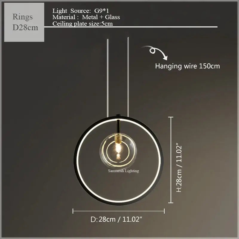 DecorBites™ Glass Bubble LED Ceiling Chandelier for Home, Modern Ring Hanging Light Fixtures