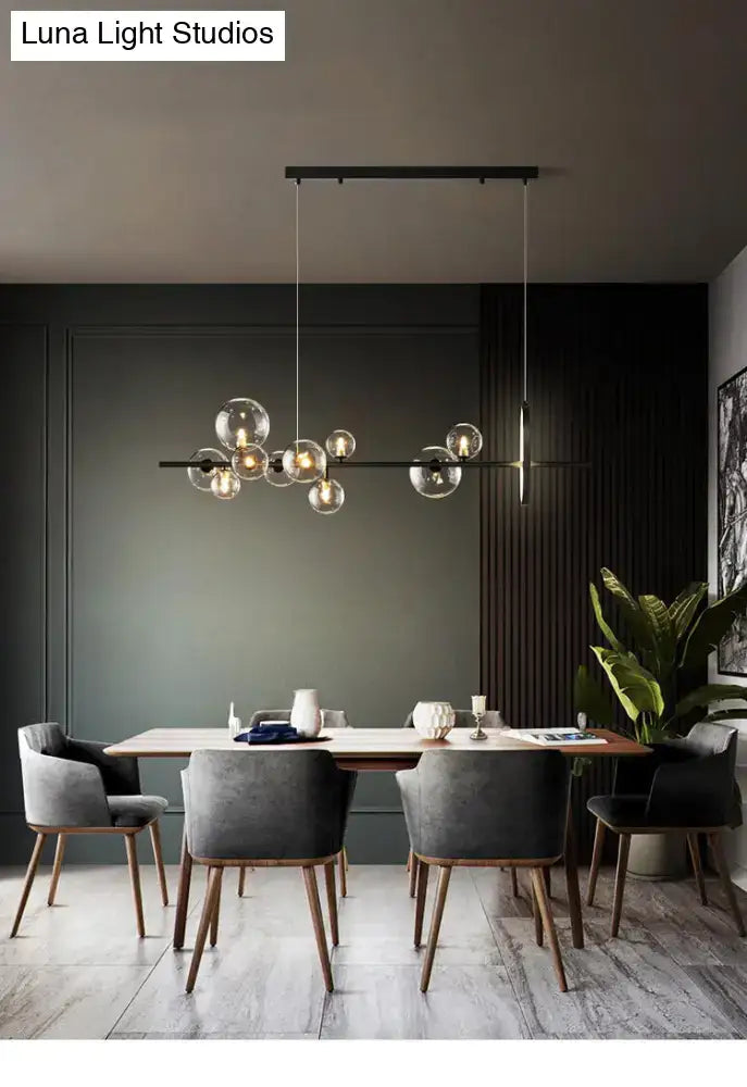 DecorBites™ Contemporary Black Glass Pendant Lighting for Dining Table - Island Ceiling Light