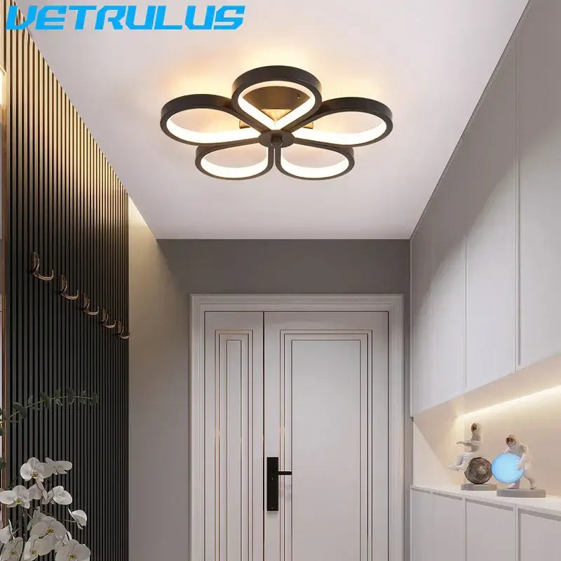 Modern black & gold acrylic flower twisted ceiling lamp living room