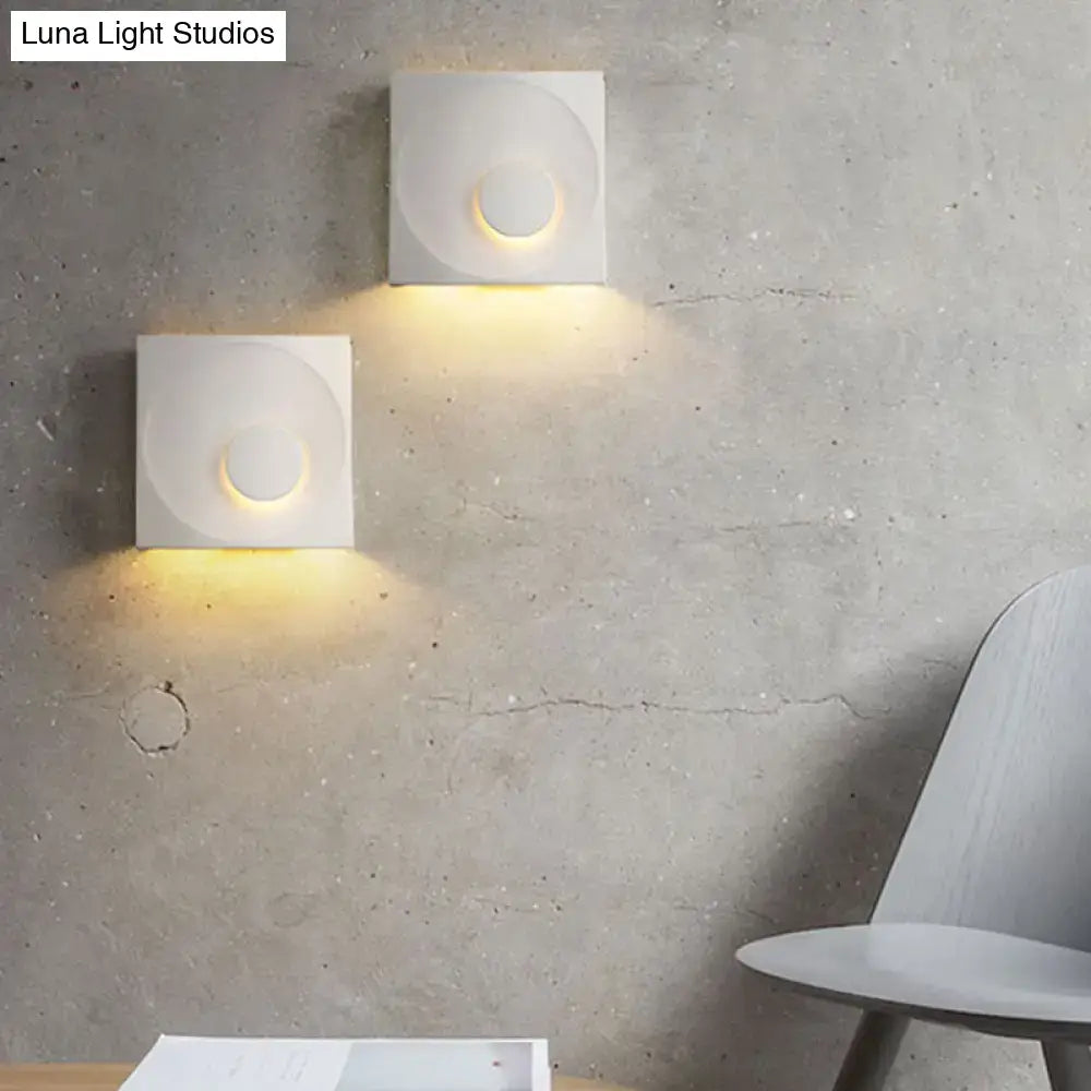 Modern black & gold cement square wall light bedroom moon sconce