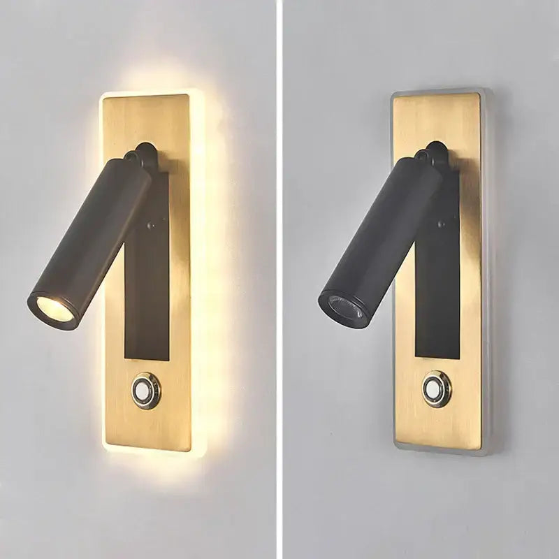 Modern black & gold dimmable led wall sconce bedroom reading light
