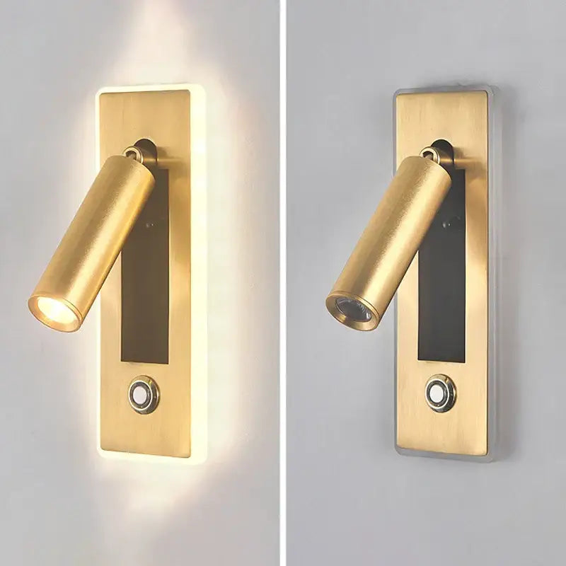 Modern black & gold dimmable led wall sconce bedroom reading light