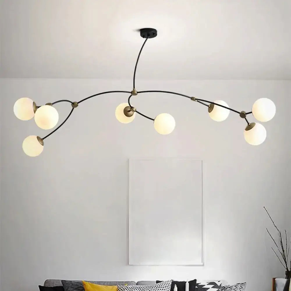 DecorBites™ Molecular Suspension Island Light: Minimalist Black-Gold Metal Design with Ball Glass Shade
