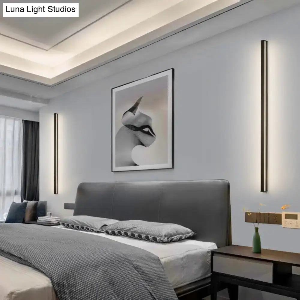 Modern black linear flush mount wall sconce – hallway light