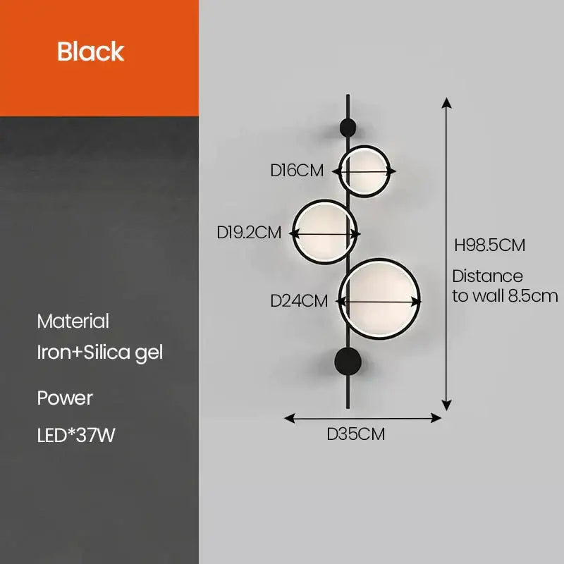 Modern black linear long led wall light living room sconce