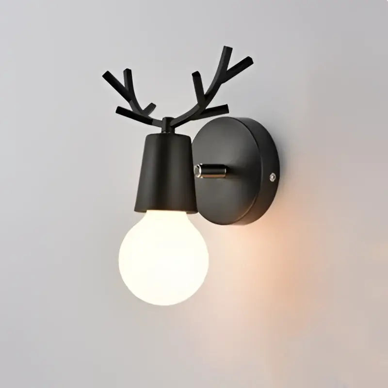 Modern black metal deer head led wall lamp bedroom sconce