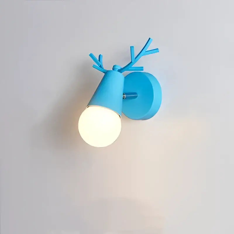 Modern black metal deer head led wall lamp bedroom sconce