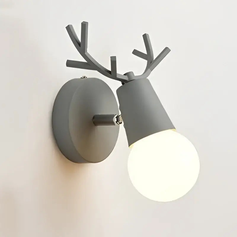 Modern black metal deer head led wall lamp bedroom sconce