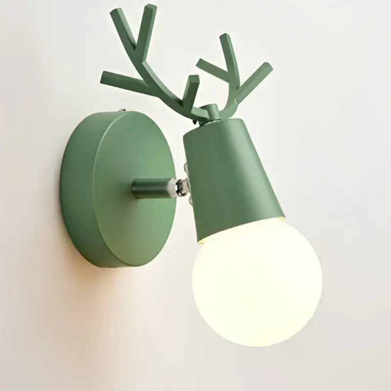 Modern black metal deer head led wall lamp bedroom sconce