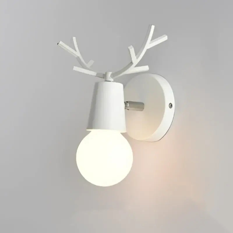 Modern black metal deer head led wall lamp bedroom sconce