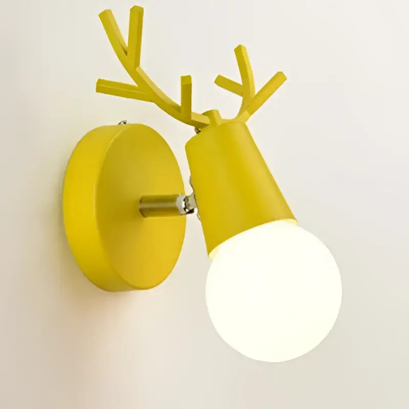 Modern black metal deer head led wall lamp bedroom sconce