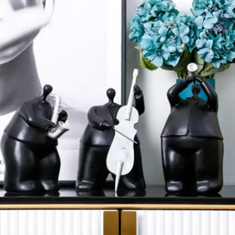 DecorBites™ Human Figure Sculpture Musical Instrument Band Character Home Decoration