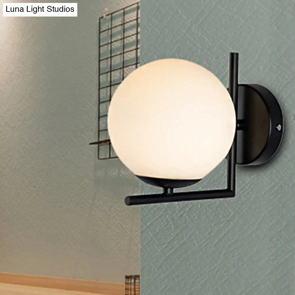 DecorBites™ Modern Black Opal Glass Globe Wall Mounted Light Fixture with Frame Decoration