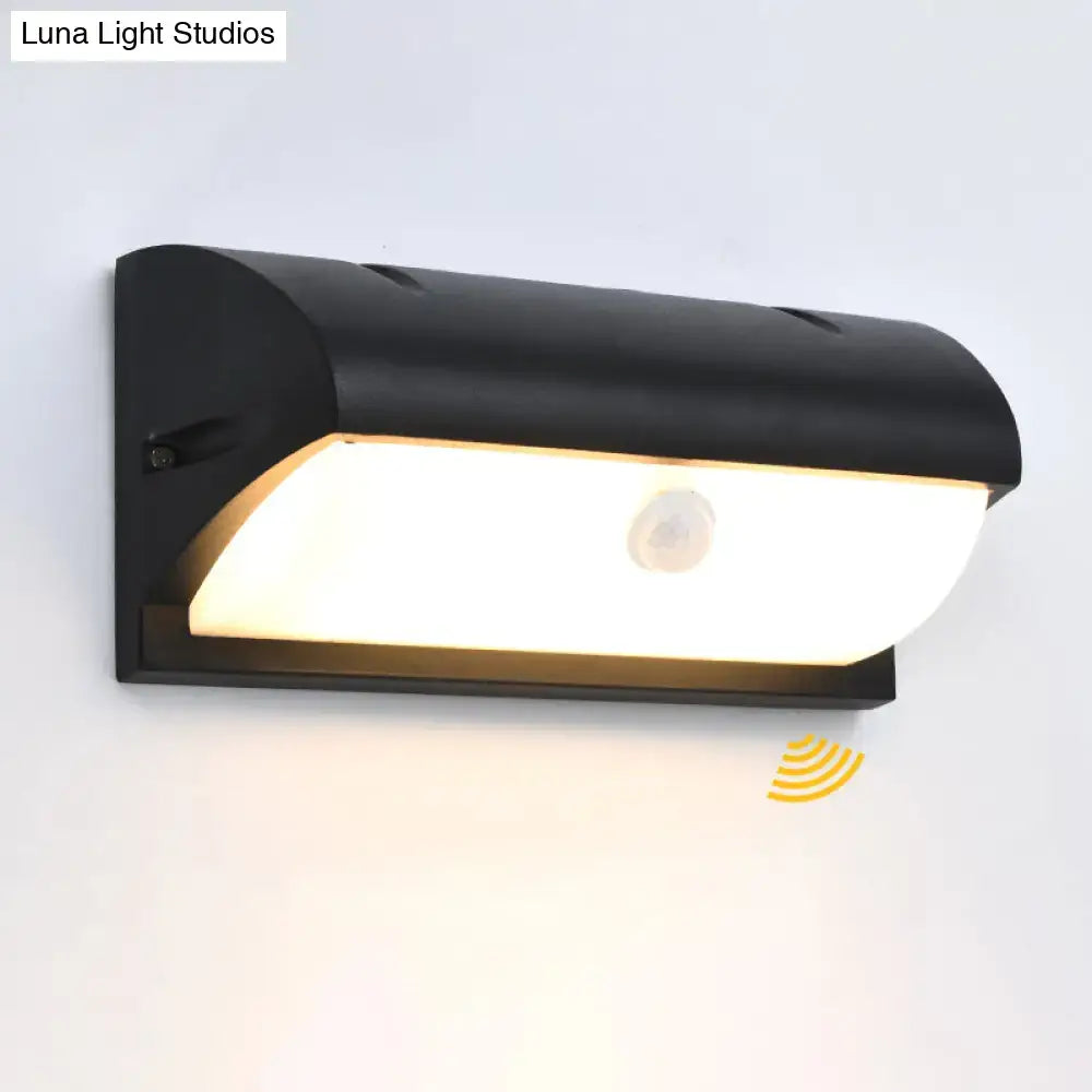 Modern black outdoor led wall lamp rectangular frosted light