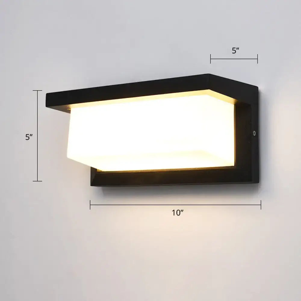 Modern black outdoor led wall lamp rectangular frosted light