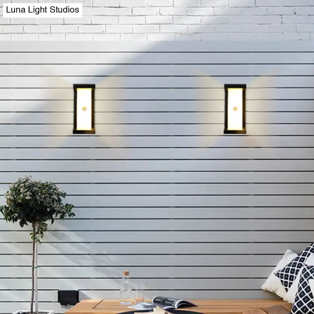 Modern black outdoor led wall lamp rectangular frosted light