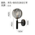 Modern black smoked glass ball led wall lamp bedroom sconce