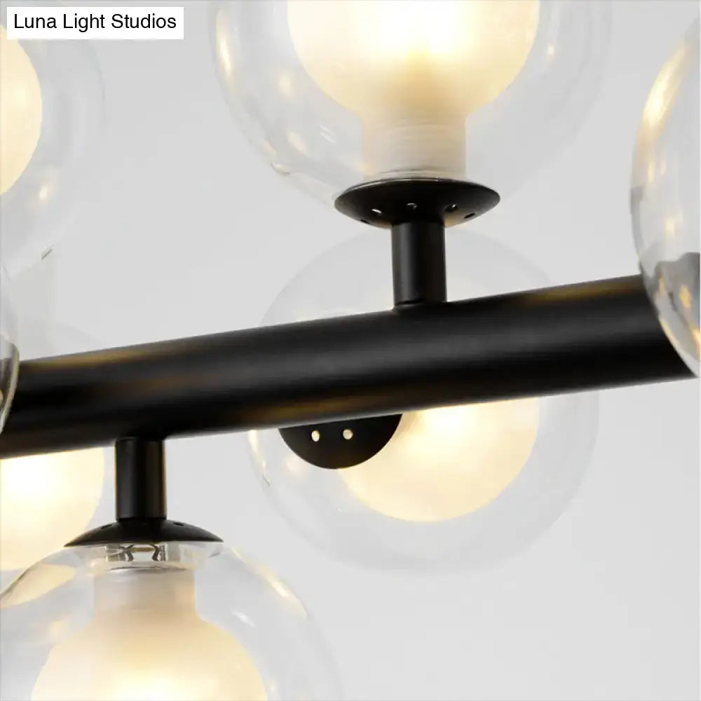 DecorBites™ 16-Light Modern Black Island Pendant - Spherical Glass Ceiling Light for Dining Table