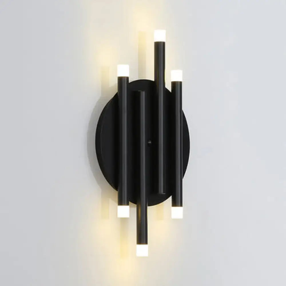 Modern black wall light with round backplate – bedroom 6-light sconce