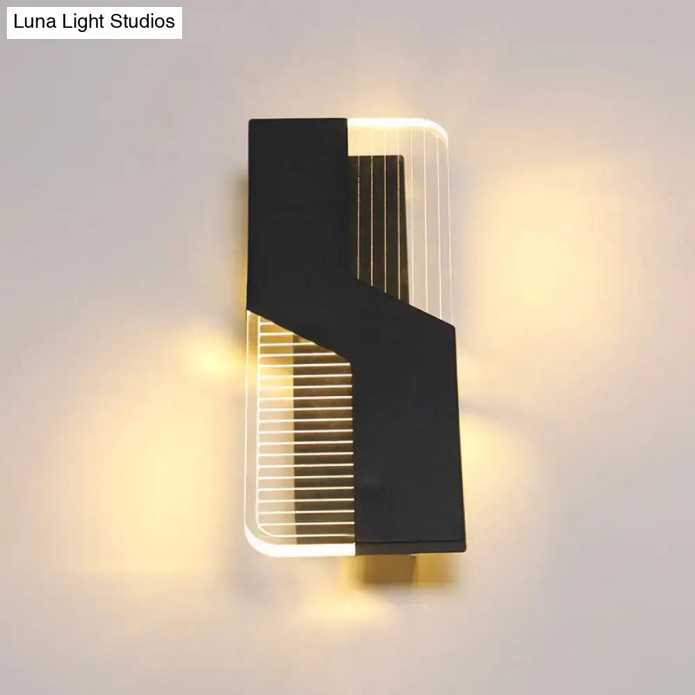 DecorBites™ Curved Nordic LED Metal Sconce Lamp: Black/White Wall Mount for Bedside in Warm/White Light