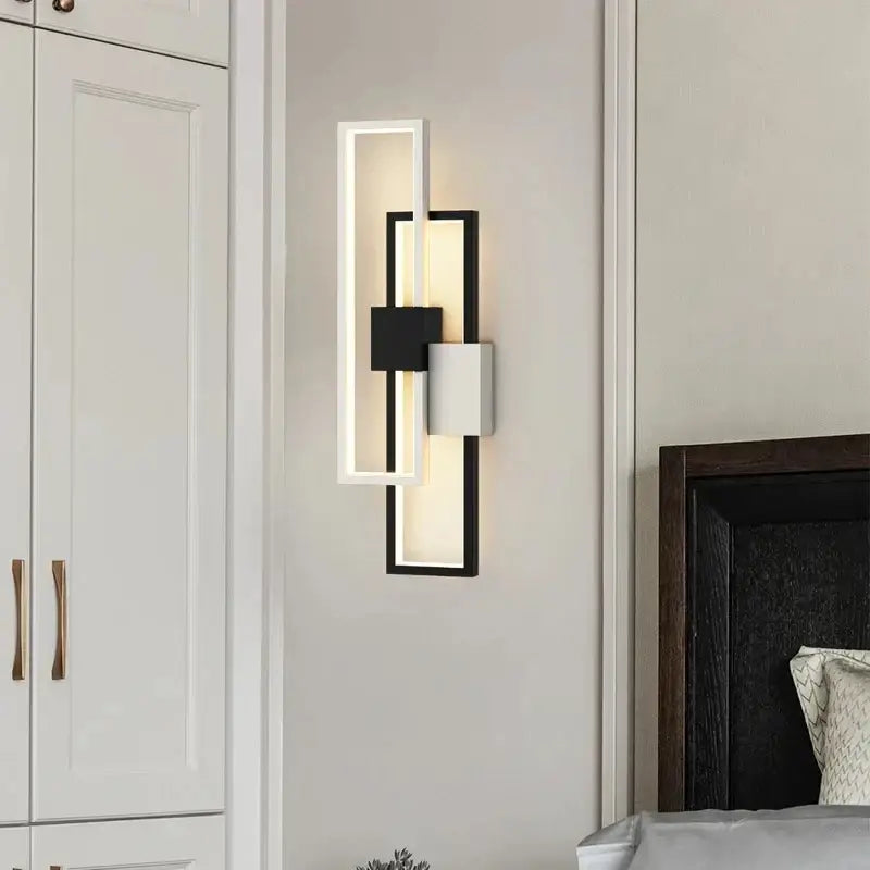 Modern black & white led wall lamp – minimalist bedroom sconce