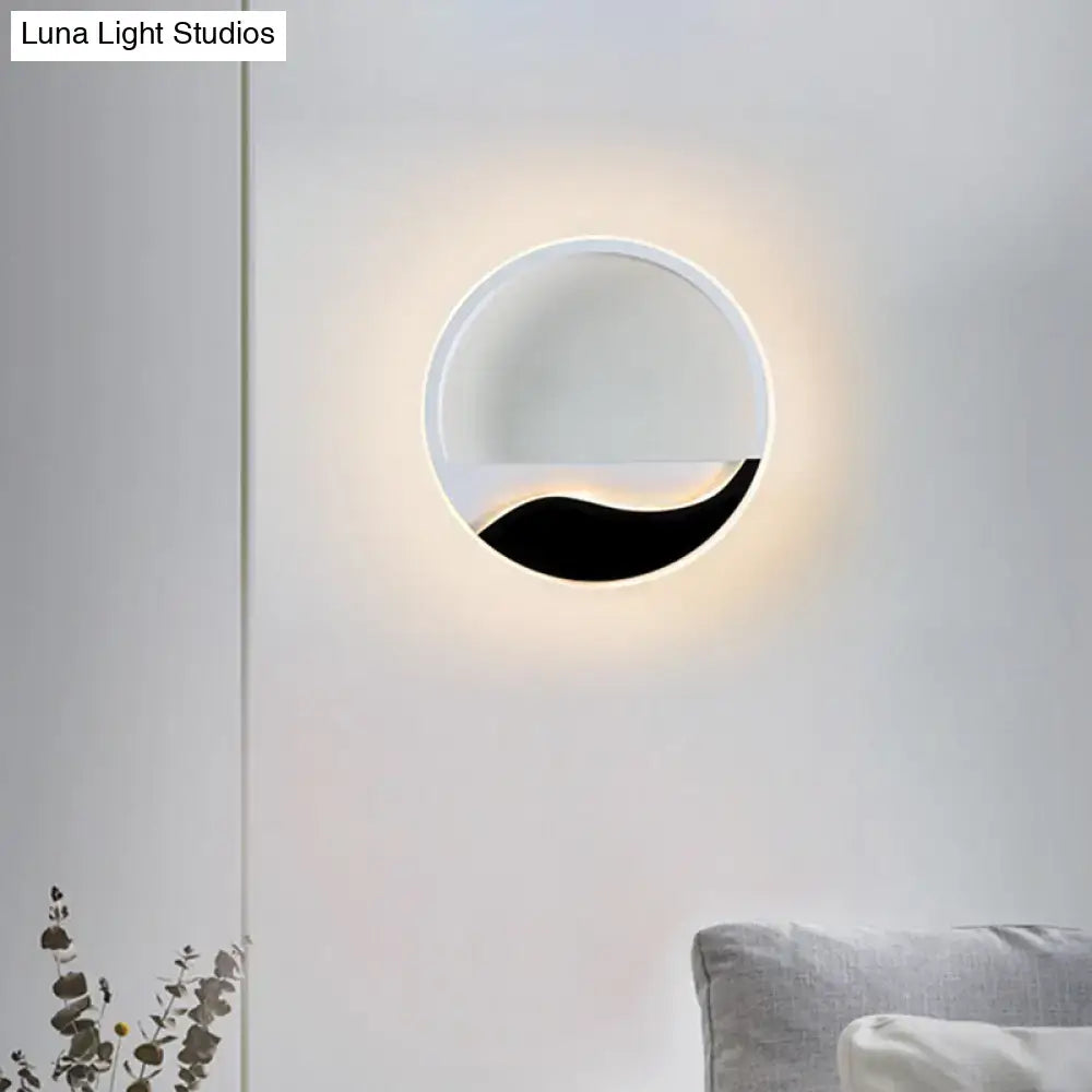 Modern black & white wave led wall light – bedroom sconce