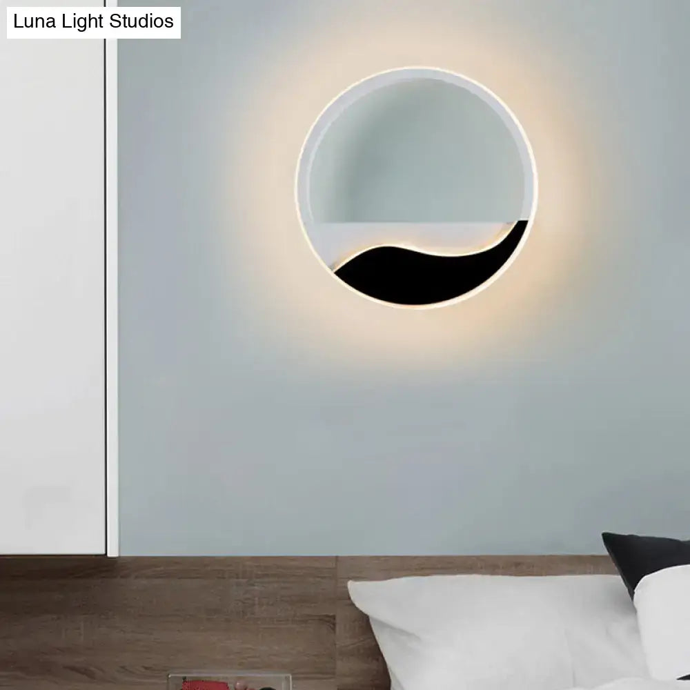 Modern black & white wave led wall light – bedroom sconce