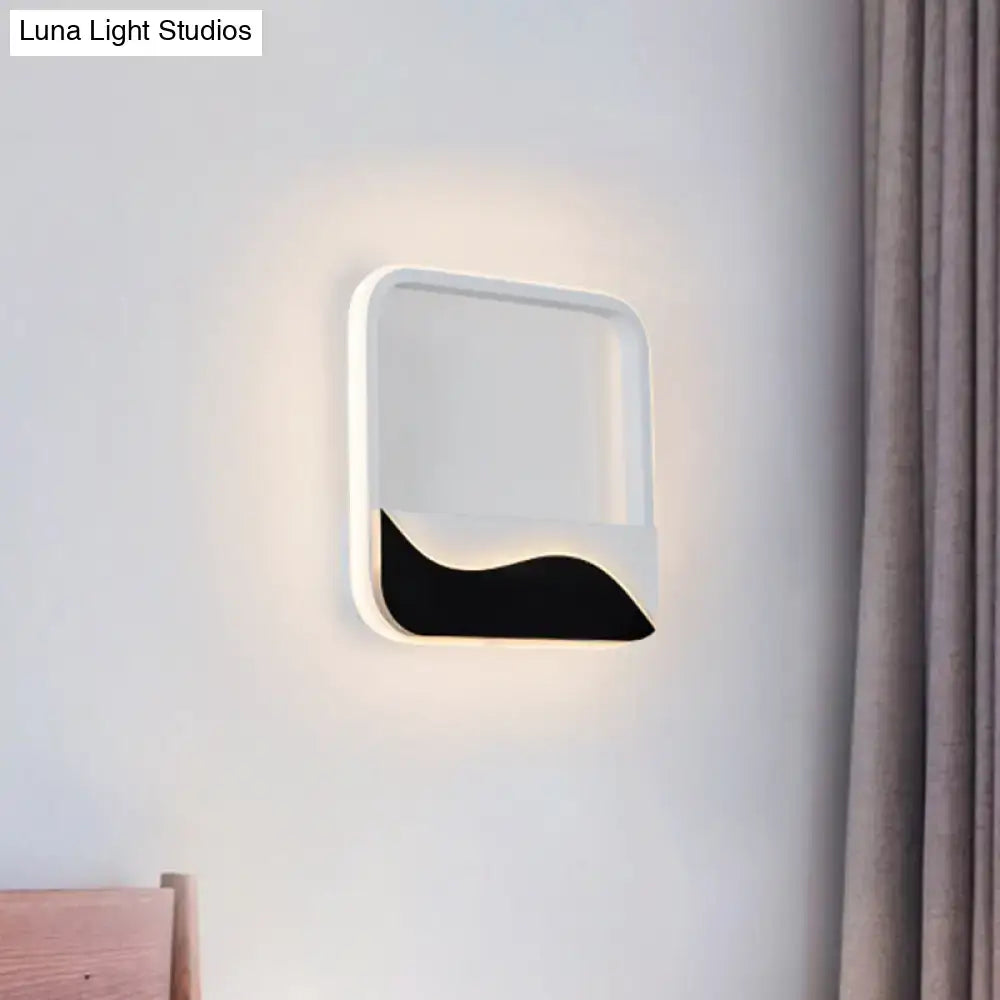 Modern black & white wave led wall light – bedroom sconce