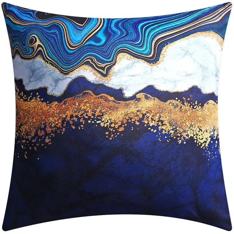 DecorBites™ Blue Floral Cushion Cover 45x45cm for Modern Home Decor & Office Sofa