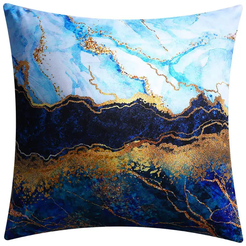 DecorBites™ Blue Floral Cushion Cover 45x45cm for Modern Home Decor & Office Sofa