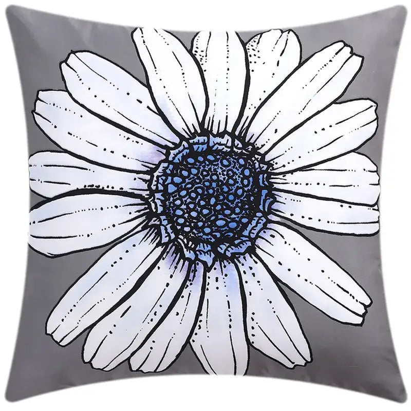 DecorBites™ Blue Floral Cushion Cover 45x45cm for Modern Home Decor & Office Sofa
