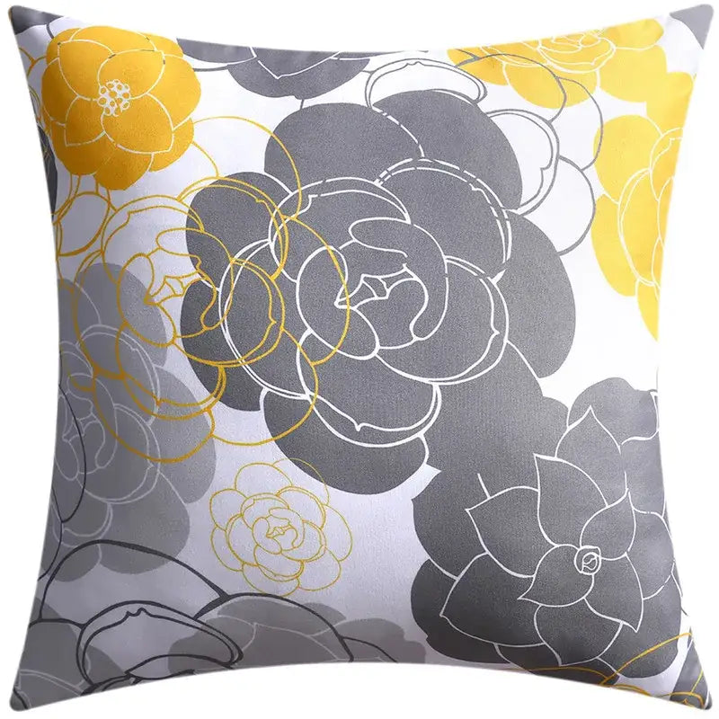 DecorBites™ Blue Floral Cushion Cover 45x45cm for Modern Home Decor & Office Sofa