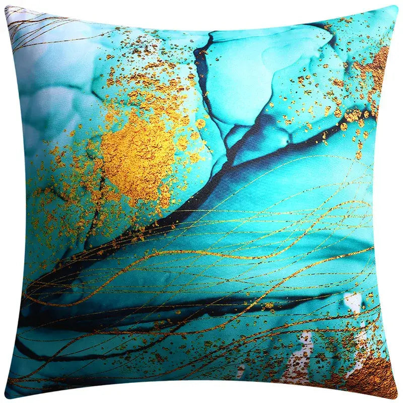 DecorBites™ Blue Floral Cushion Cover 45x45cm for Modern Home Decor & Office Sofa