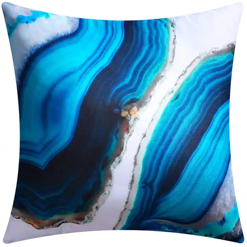 DecorBites™ Blue Floral Cushion Cover 45x45cm for Modern Home Decor & Office Sofa
