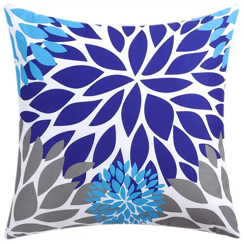 DecorBites™ Blue Floral Cushion Cover 45x45cm for Modern Home Decor & Office Sofa