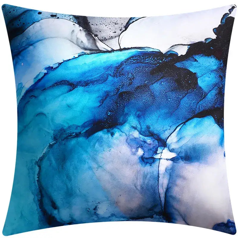 DecorBites™ Blue Floral Cushion Cover 45x45cm for Modern Home Decor & Office Sofa