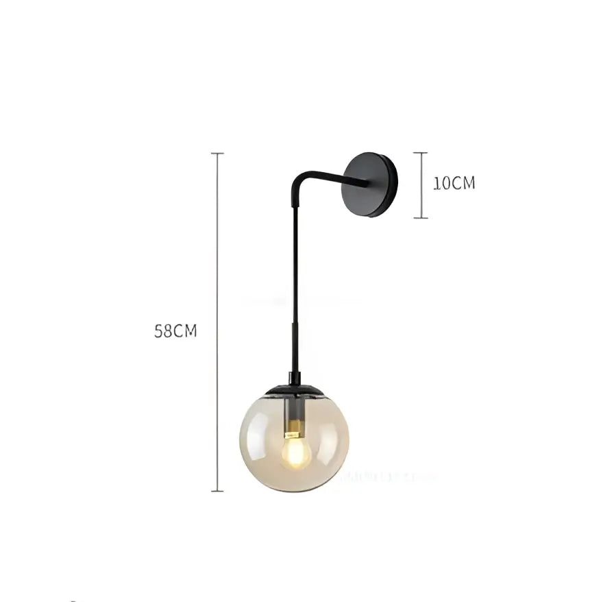 Modern brass and glass ball wall lamp for bedroom decor