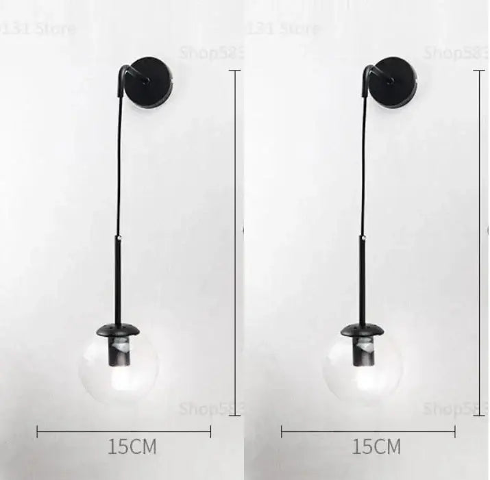 Modern brass and glass ball wall lamp for bedroom decor
