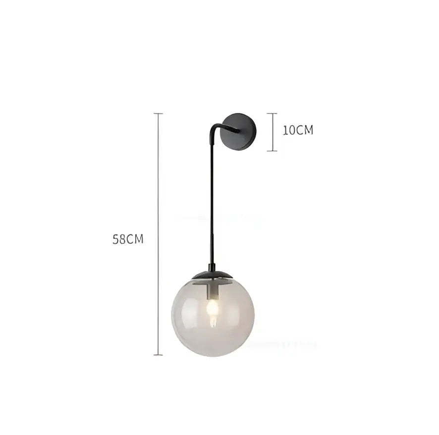 Modern brass and glass ball wall lamp for bedroom decor