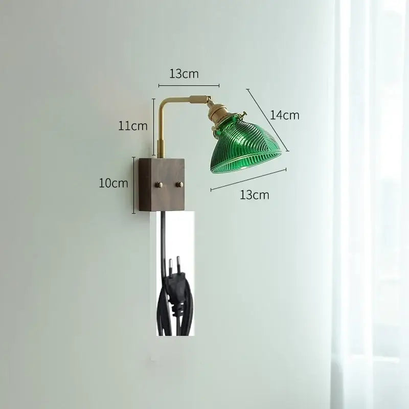 Modern brass and ribbed clear glass wall lights bedroom sconce