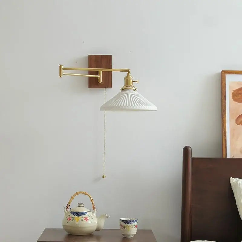 DecorBites™ Ceramic Copper LED Wall Light | Modern Bedside Lamp with Pull Chain Switch