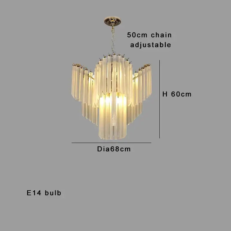 DecorBites™ Crystal Glass Chandelier Elegant Luxury Vintage Hanglamp French Lamparas