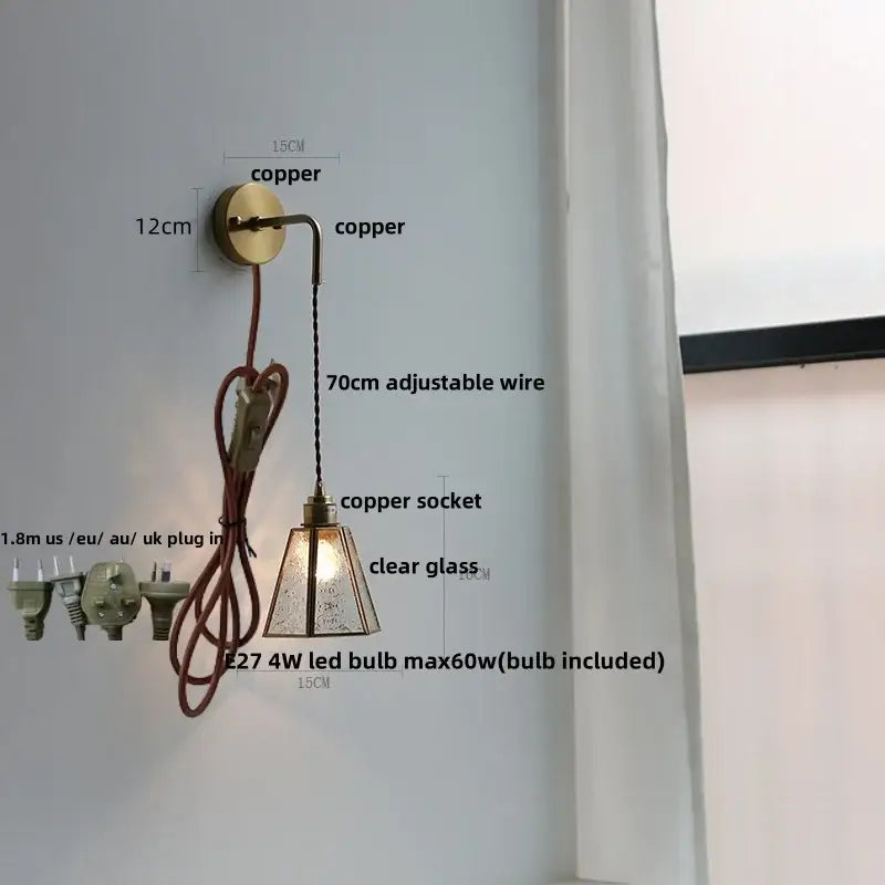 DecorBites™ LED Wall Lights Clear Glass Adjustable Bedside Lamp Nordic Modern Style